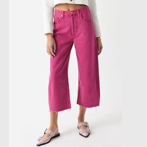 Citizens Of Humanity Pink Cropped Wide-Leg Jeans